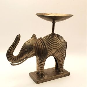 Beautiful Indo Greek Ancient Elephant Bronze Silver Candle Holder 6" H , India
